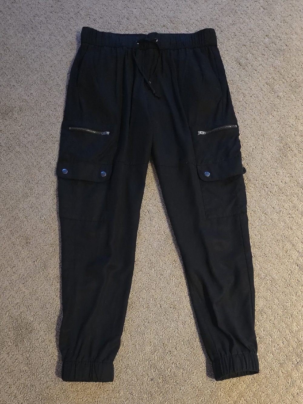 Banana Republic Black Cargo Jogger Pants with Zippered Pockets XS